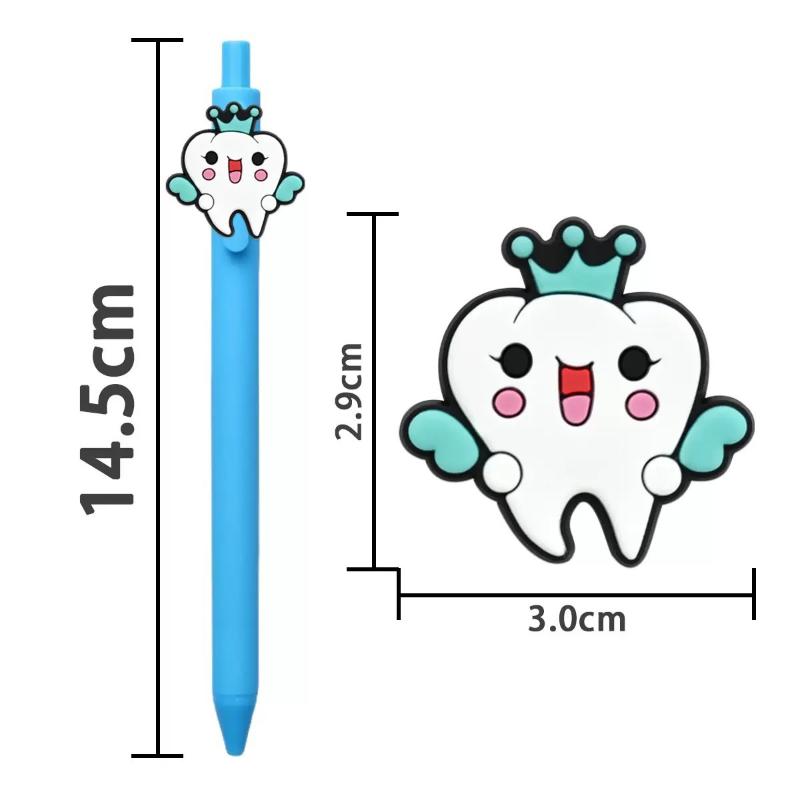 

10Pcs Blue Series Retractable Gel Pens Dentist Teeth & Smile Theme Soft Grip Ballpoint Pen Student Stationery Gift