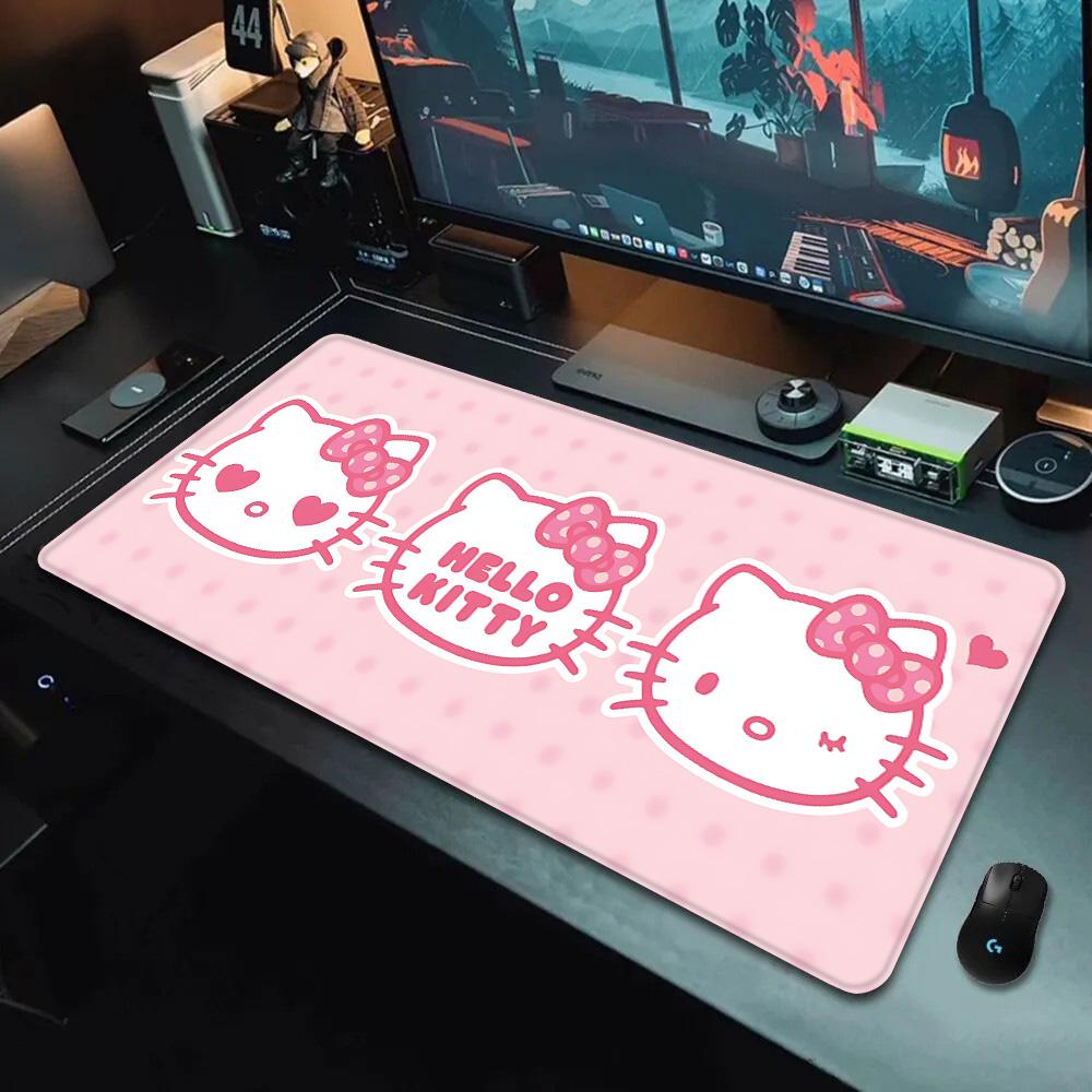 Pink Cartoon Hello Kitty Mousepad HD Printing Computer Gamers Locking Edge Non-slip Mouse Pad XXL90x40cm Keyboard PC Desk Pad