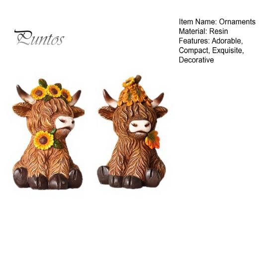 Lifelike Animal Shape Ornaments Highland Cow Garden Statue, Cute Resin Figurine Outdoor Indoor Fall Theme Window Display Table Desk Decor, Gift