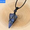 European And American Hand Woven Hexagonal Stone Pendant Accessories Women'S Powder Crystal Amethyst Necklace