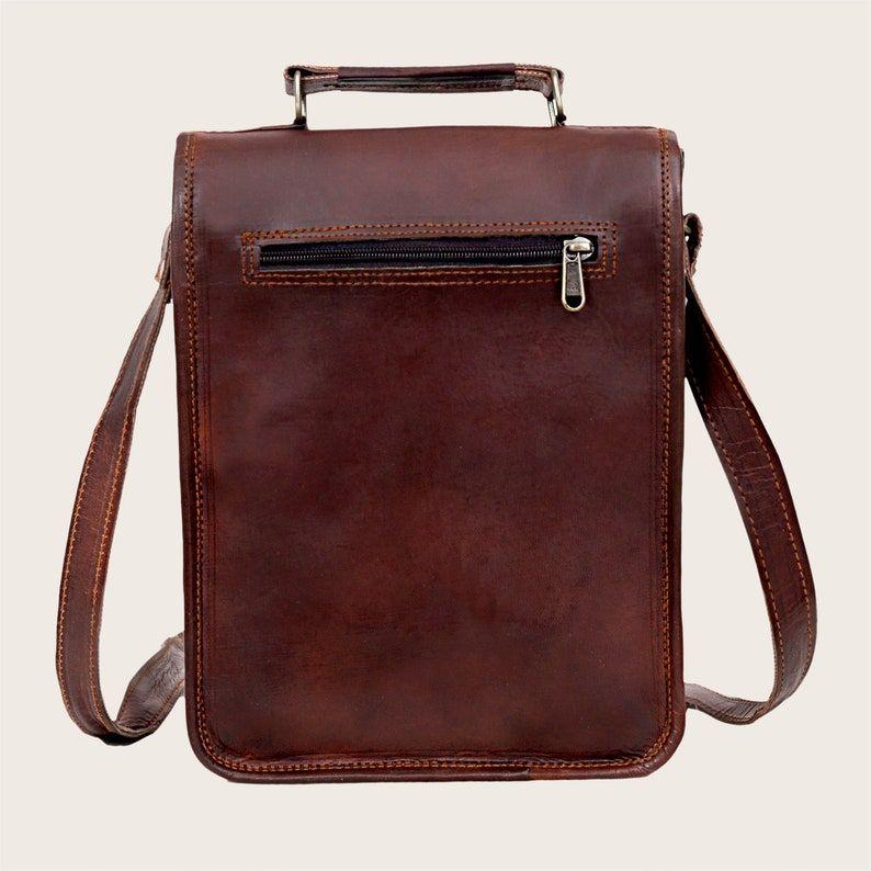 Leather Messenger Bag Men Women Shoulder Bag Cross Body College Bag for Women & Men Satchel Purse Compatible with iPad and Tablet Gift Bag