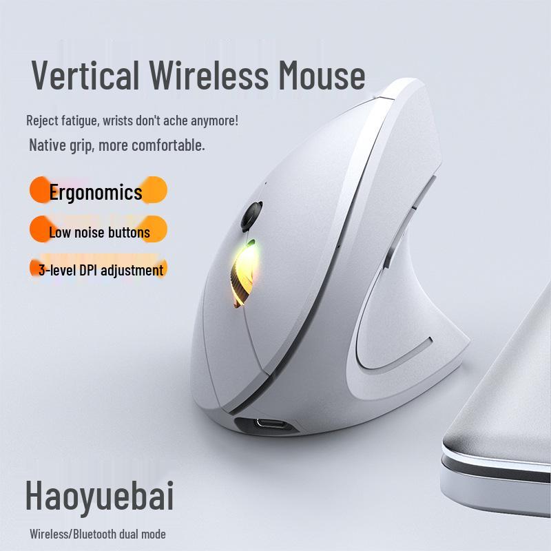 Ergonomic Dual-Mode Bluetooth Silent Gaming Mouse with Luminous Design
