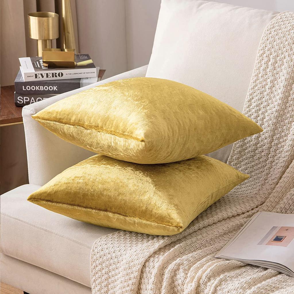 Plus Square 70×70cm Golden Velvet Pillow Cover Luxury Soft Sofa Bed Living Room Pillow Case Home Bed 50x70cm Pillow Covers New