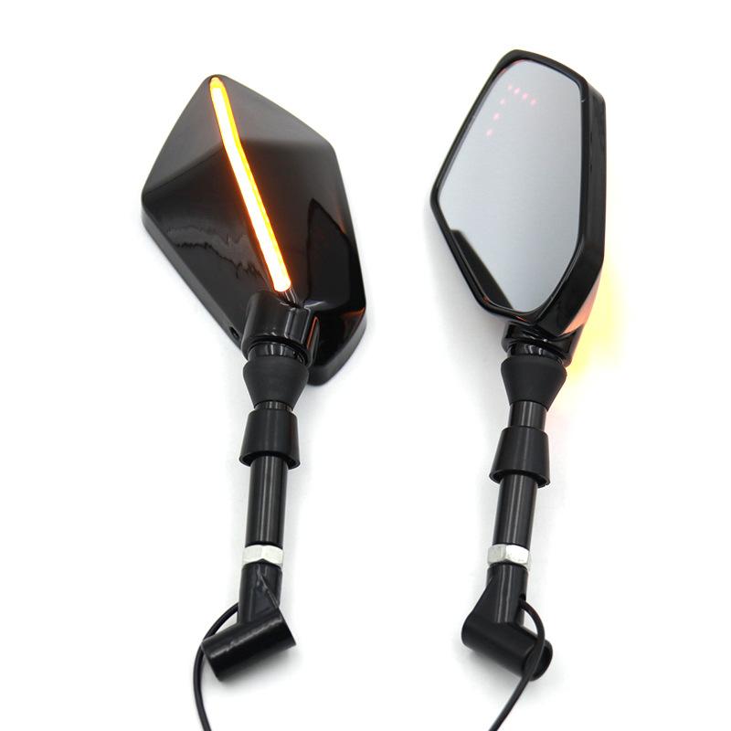 

Motorcycle Accessories Rear Mirror With LED Turn Signal Light 8 10MM Mirror Universal For Yamaha MT07 MT 09 10 125 FZ6 BMW F800R чёрный
