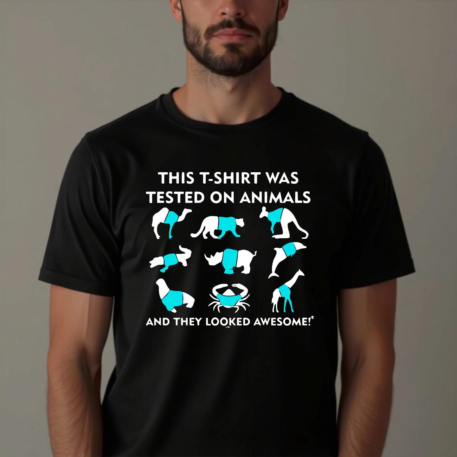 This T-Shirt Was Tested On Animal Funny Slogan Animal Lover Gift Graphic T-Shirt L