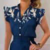 Women's Fashion Casual Summer Short Sleeve V-Neck Blouses & Shirts