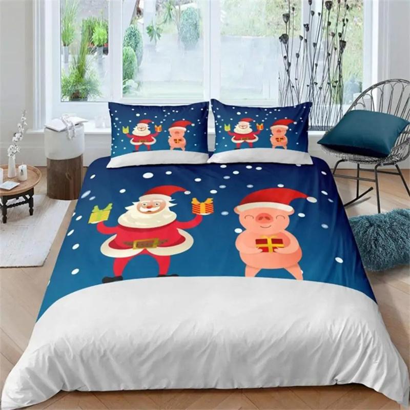 Cartoon Lovely Pig Duvet Cover Set Kawaii Animal Bedding Set King Microfiber Farmhouse Wildlife Theme Comforter Cover Pillowcase