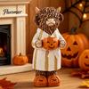 Charming Fall Housewarming Presents Halloween Highland Cow Figurine, Resin Statue with Pumpkin Mug, Spooky Seasonal Tiered Tray Decor Farmhouse