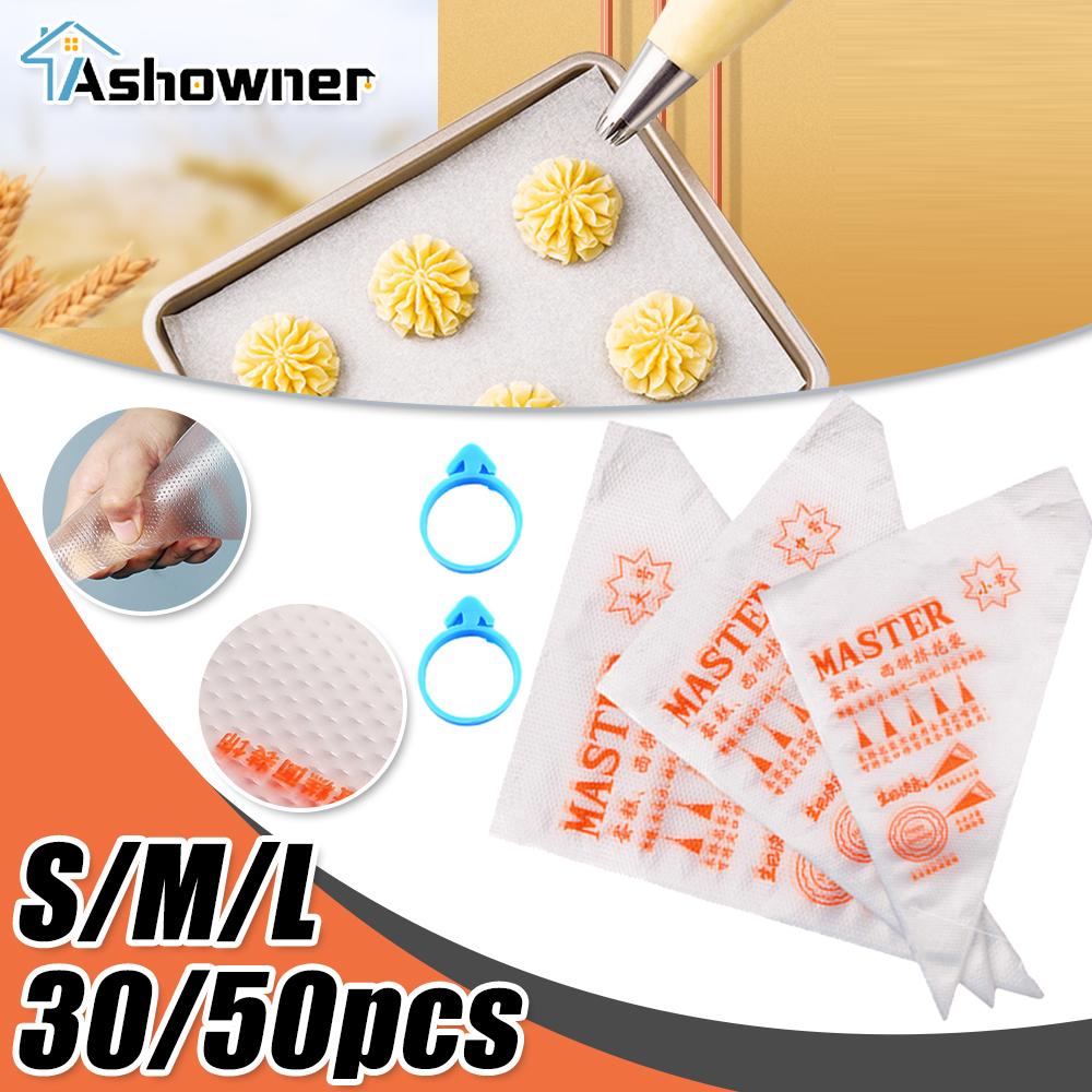 

Одноразовый пакет для ламинирования крема с загруженным силиконовым удерживающим кольцом для украшения торта кремом, кондитерских изделий и аксессуаров для выпечки S-30Pcs