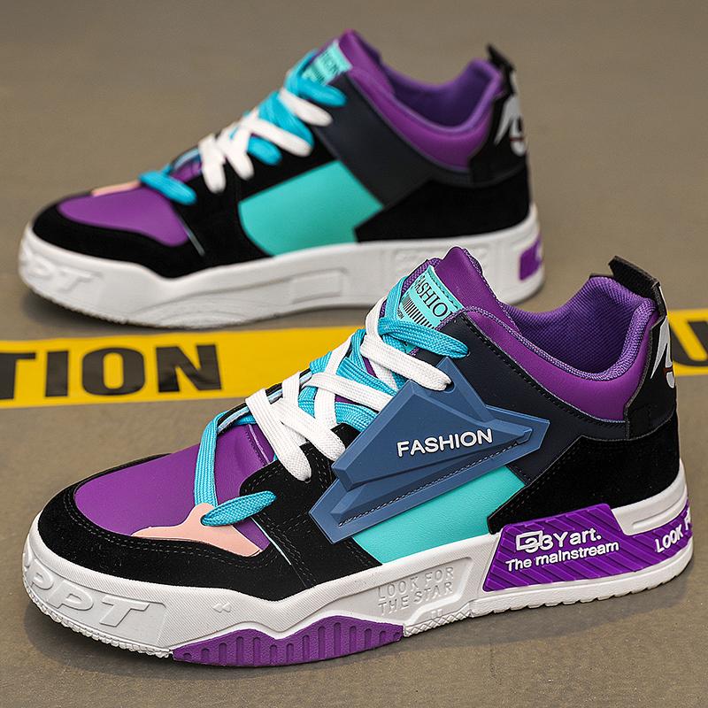 

Мужская и женская мода осень-зима повседневная обувь для скейтбординга с высоким верхом для мальчиков удобные кроссовки для студентов мужского пола трендовая мягкая подошва дышащая 42 белый/фиолетовый