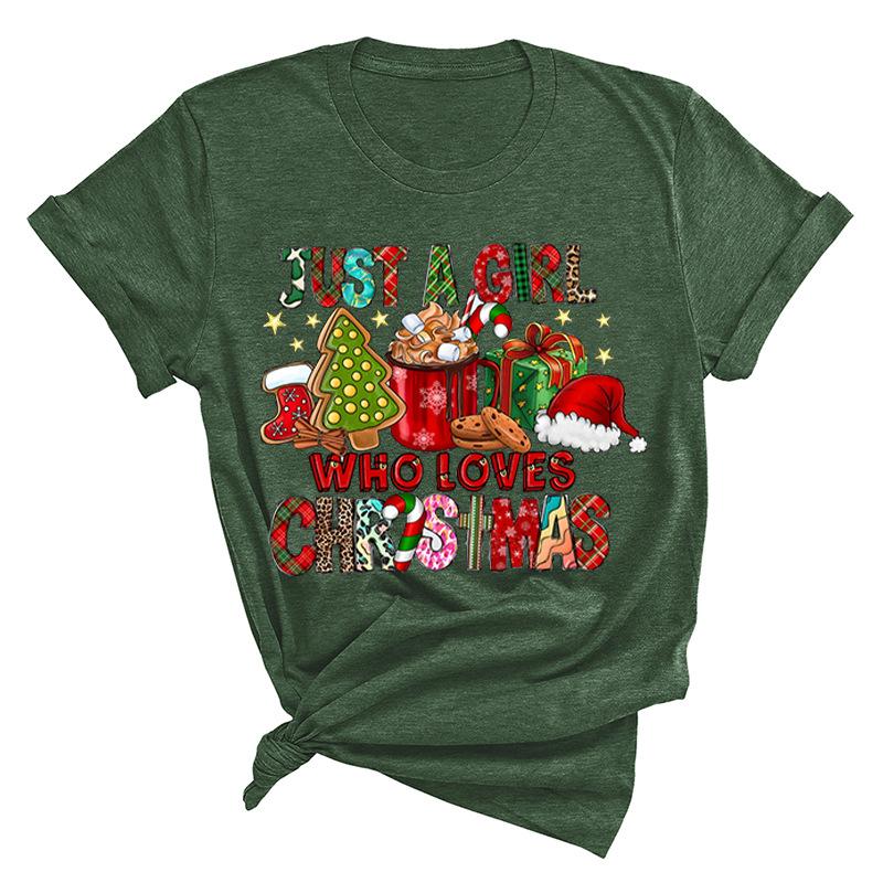 Christmas Printed Fashionable Women's T-shirt Christmas Trend Pure Cotton Casual Sportswear T-Shirts Women’s
