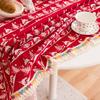 Christmas Round Tablecloth Elk Christmas Tree Printed Rectangular Tablecloth Dining Table Coffee Table Cover Cloth Home Decor