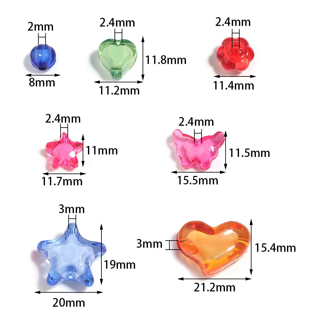 20-50pcs Candy Colored Acrylic Beads Pumpkin Star Butterfly Shape Loose Spaced Beads For DIY Fashion Bracelet Keychain Accessory