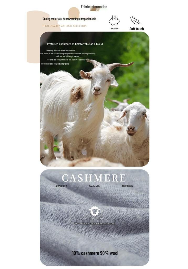 Women's Elegant Knitwear: Lace Patchwork Long Sleeve Cashmere Wool Sweater for Fall/Winter.