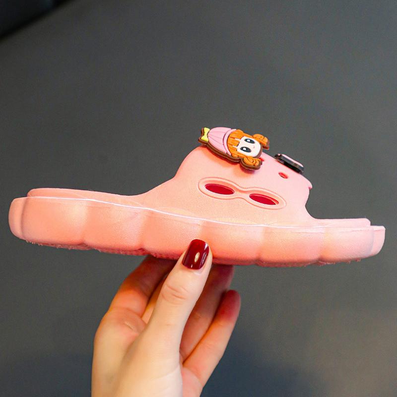 TWINFLAMES New Girls Boy Slippers Summer Cartoon Indoor Soft Bottom Non Slip Home Kids Non Slip Sandals