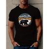 European Size Big Black Bear Print T Shirt, Tees For Men, Casual Short Sleeve T-shirt For Summer