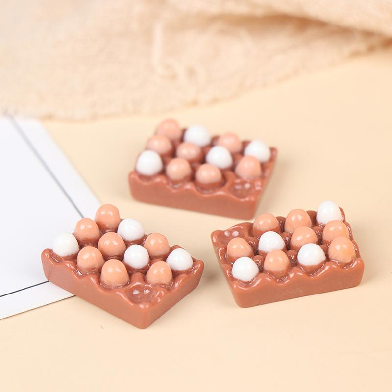 6Pcs 1:12 Dollhouse Miniature Eggs Kitchen Food Model Kitchen Decor