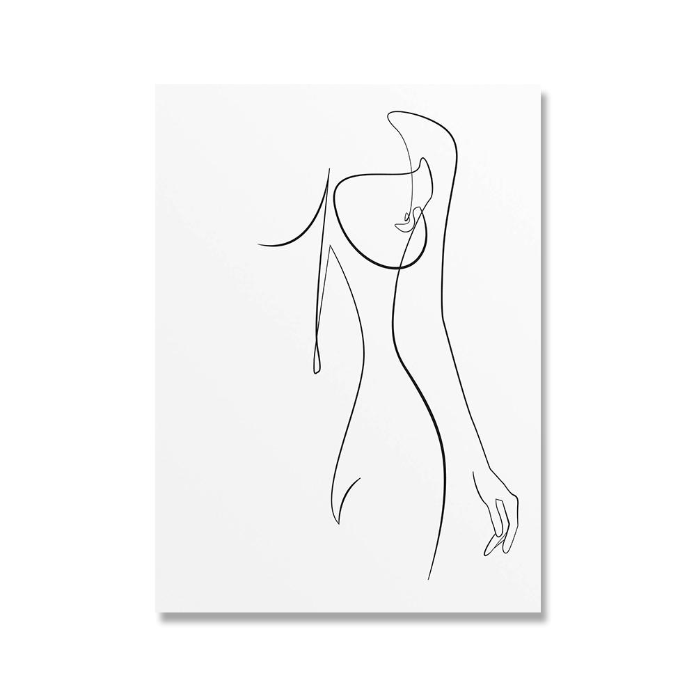 

Sexy Lady Body Line Art Painting, Nude Naked Woman Breast Canvas Poster, Abstract Line Wall Draw Print, Modern Pictures, Home De 21X30cm No Frame
