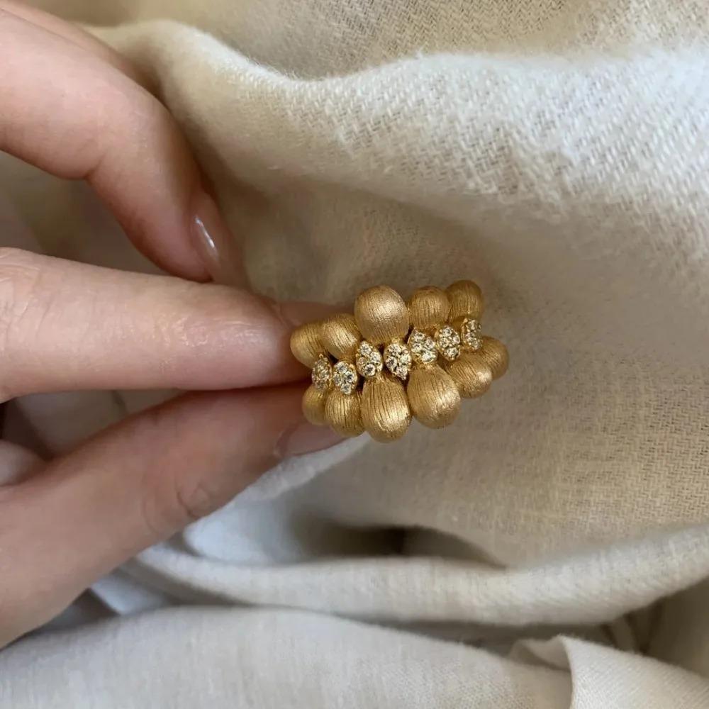 1 Elegant Adjustable Leaf French-Inspired Zircon Ring with Sparkling  Vintage Golden-Tone Design Open Ring