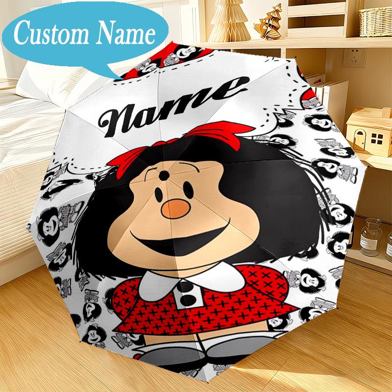 Custom Name Umbrella Mafalda's Portrait Umbrella 8-Frame for Travel, Camping, Casual Lightweight Portable, Essential for Family Gifts
