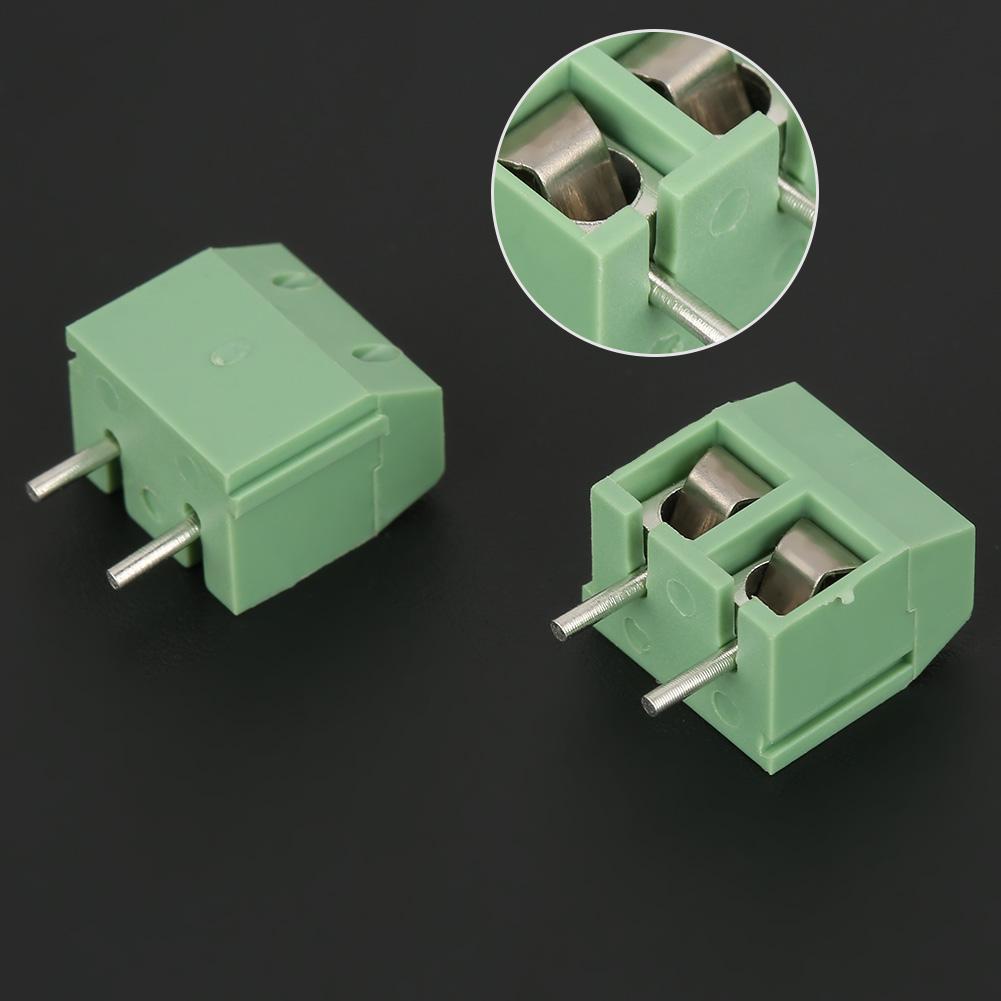 50pcs set 2 Pin 5mm Pitch Green PCB Universal Screw Terminal Block Connector