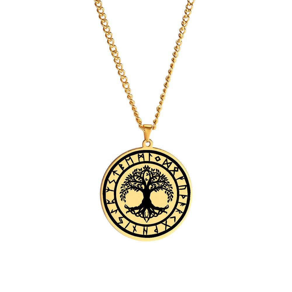 Tree of Life Yggdrasil Viking Rune Circle Amulet Jewelry Pendant Necklace