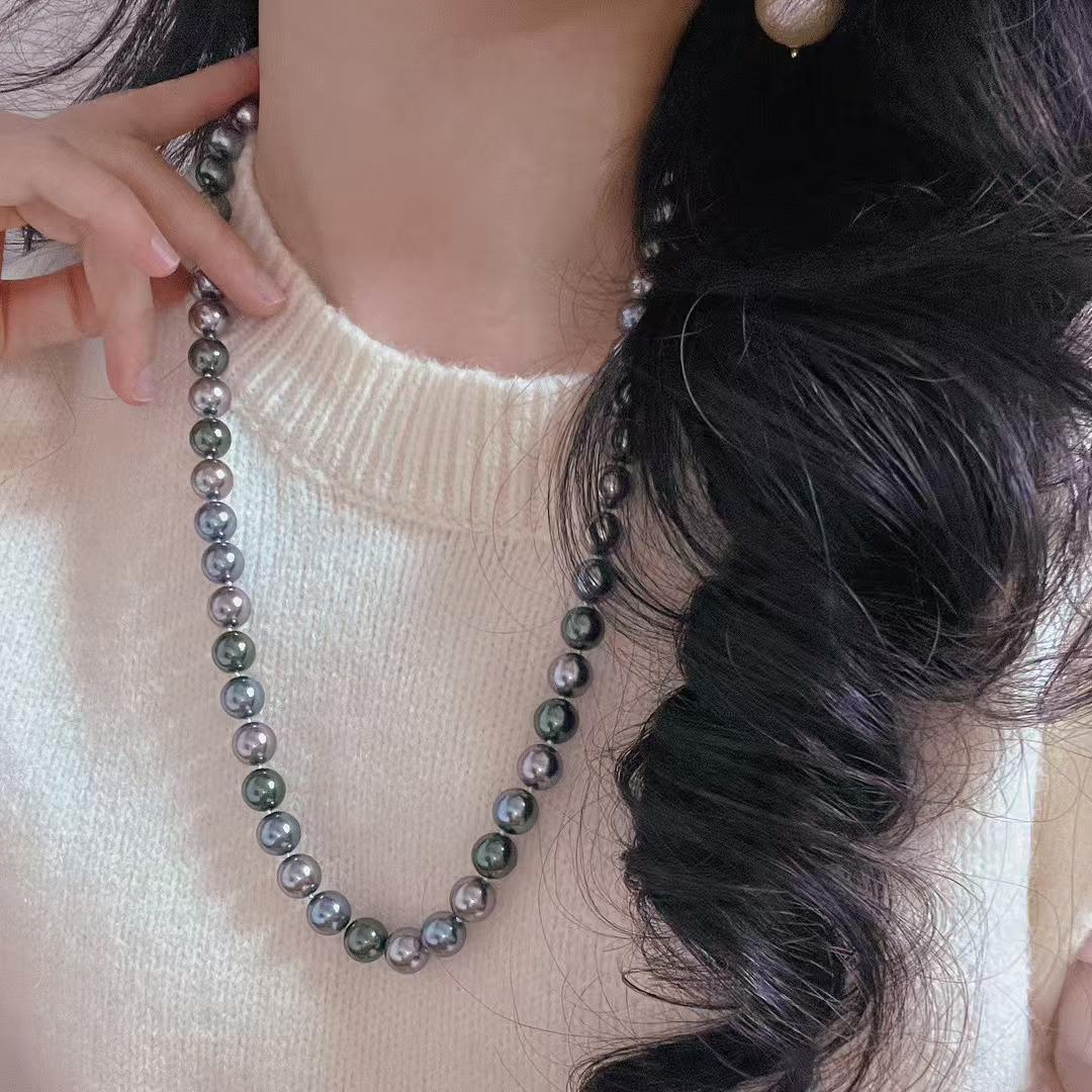 

Vintage Autumn And Winter Morandi High-Gloss High-Quality Mixed-Color Artificial Pearl Collarbone Chain Necklace Sweater Chain