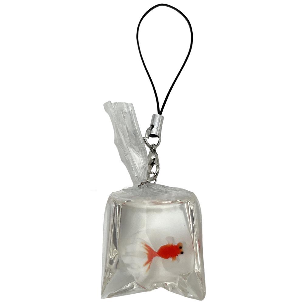 Tropical Fish Resin Keychain - 3D Transparent Goldfish Pendant Decoration