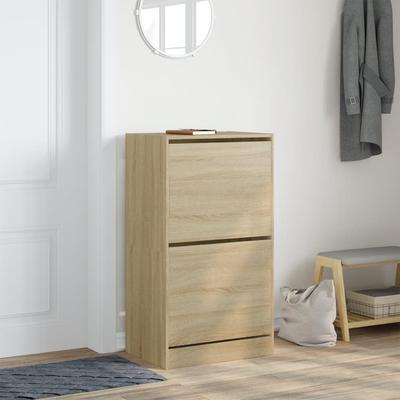 Shoe Cabinet with 2 Doors Sonoma Oak Finish 60 X 42 X 108 Cm