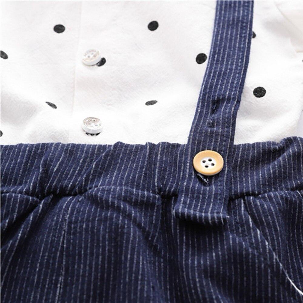 Letné chlapčenské topy s krátkym rukávom s bodkovanou potlačou Košele+šortky s remienkom Bežné oblečenie Súpravy