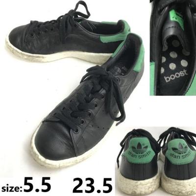 Originals STAN SMITH BOOST Low Cut Sneakers 5.5 23.5 Black trefoil(USED)