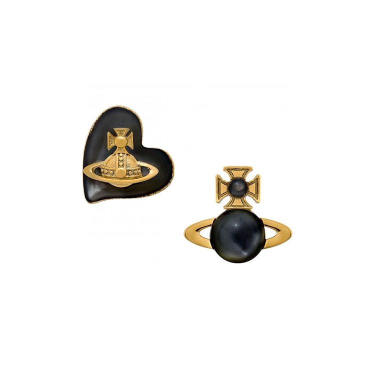 Vivienne Westwood Thomasina Earrings Heart Shaped Saturn Design Unisex earrings Gold 6201034302R Box