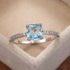 Blue Cube Zircon Ring Fashionable and Elegant High End Women's Bridal Wedding Luxury Personalized Jewelry Accessories
