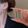 Glänzende Große Kreis Kreuz Creolen für Damen Exquisite Strass Ohrstecker Ohrringe Hochwertige Geometrische Ohrringe Schmuck