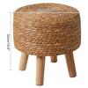 YMYNY Ottoman Stool, Footstool, Handwoven Natural Seagrass, Pastoral Style, with Padded Footrest, Non-Slip, Pine Legs, Wooden Sofa Stool, Suitable for