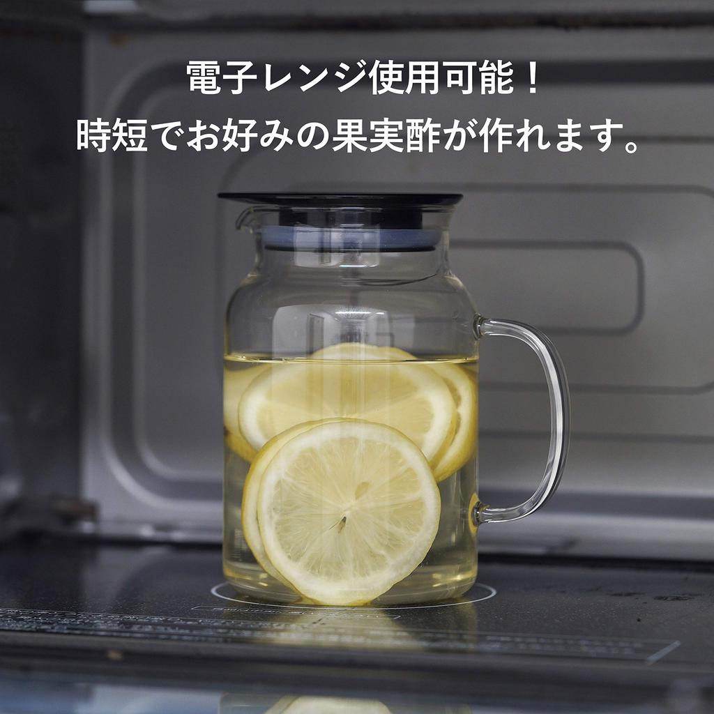 HARIO Vinegar Storage Vinegars Fruit for Made in 1 Container Container, Pot, 1000ml, Pickles, Black, Japan, VFP-1000-B,