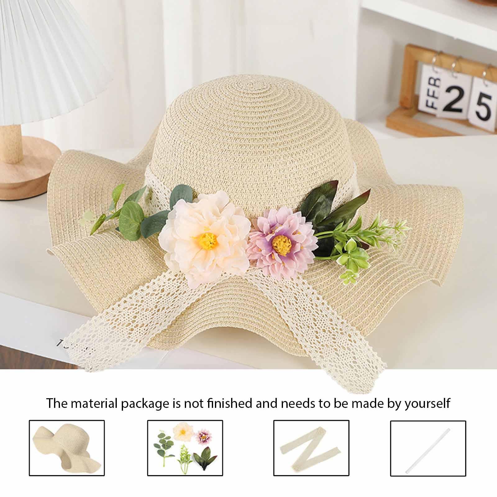 

DIY Straw Hat Breathable Girls Birthday Party Fashionable Camping Decoration