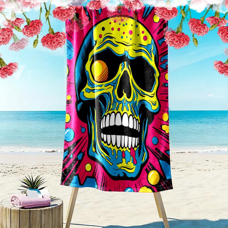 Colorful Skull 2D Flat Print Beach Towel, Large Soft Quick Dry Towel for Beach Camping SwimmingZSTJ0915141