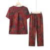 YUZHAOLIN Women's Elderly Summer Floral Print Two-Piece Set
