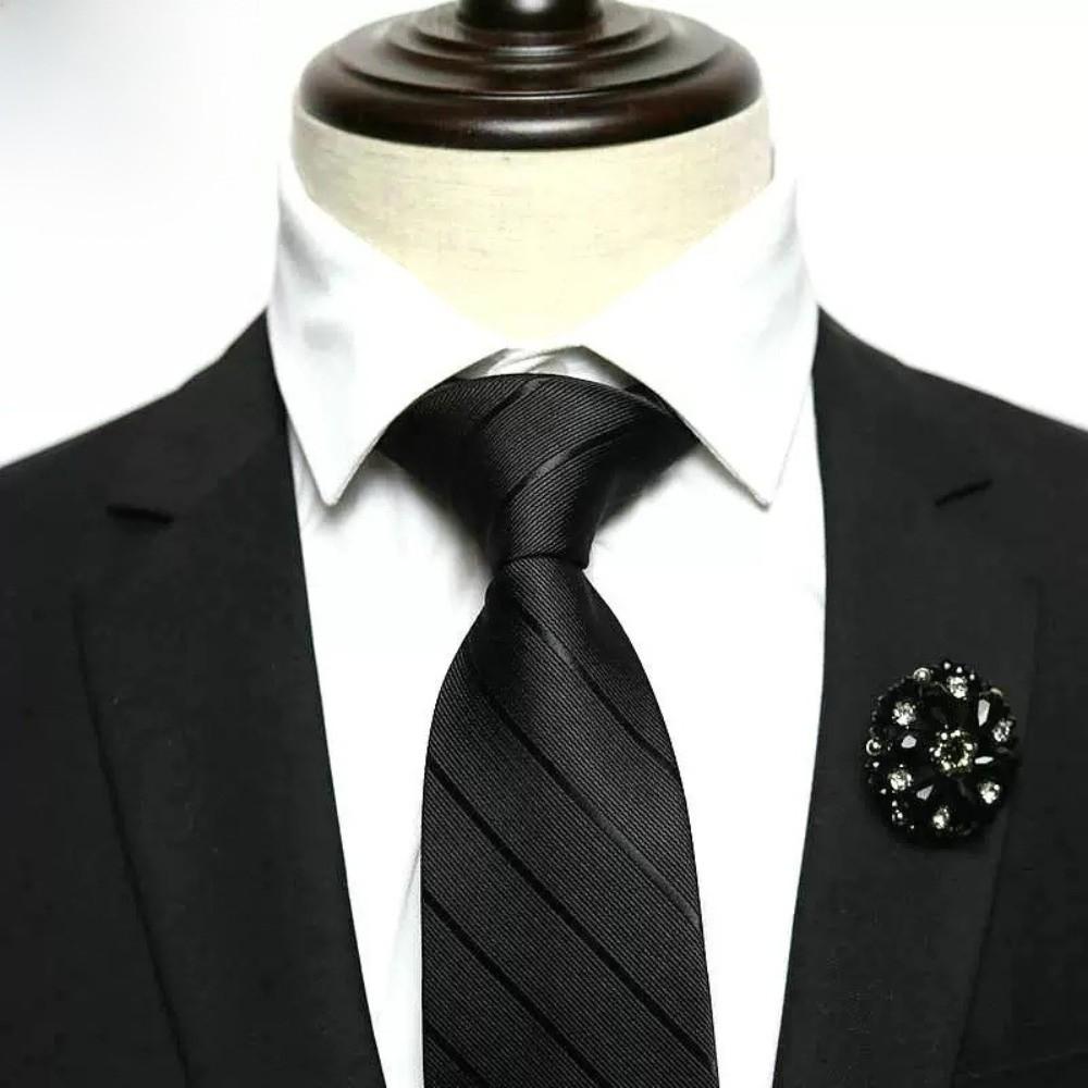 Stripes Men Necktie Floral Retro Cravat Classic Black Necktie Boys