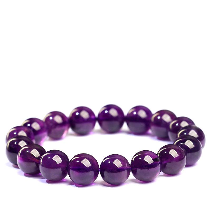 Hongchu Deep Purple Uruguayan Amethyst Crystal Bead Bracelet, Semi-finished Loose Beads