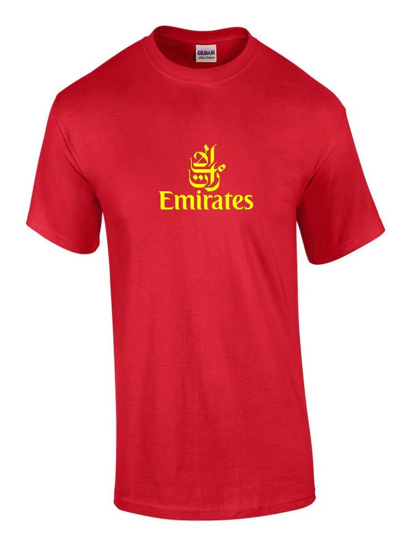 

Emirates Yellow Vintage Logo Shirt Emirati Airline Aviation Red Cotton T-Shirt L