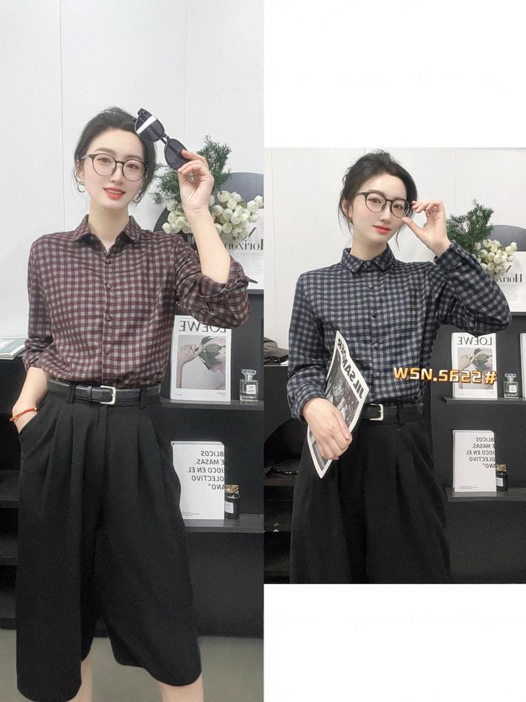 2025 Winter Women's Slimming Plaid Flannel Shirt - Long Sleeve Casual Top