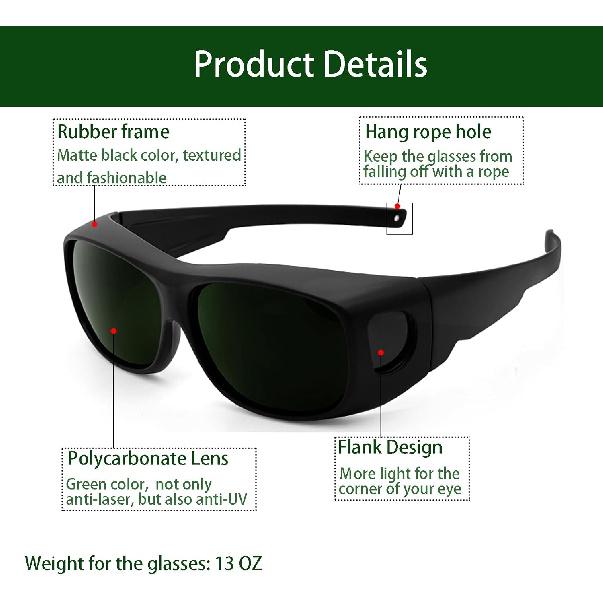IR 5.0 Welding Safety Glasses, Anti-scratch Welding Lens, Wrap-around Design, UV Protection, Black
