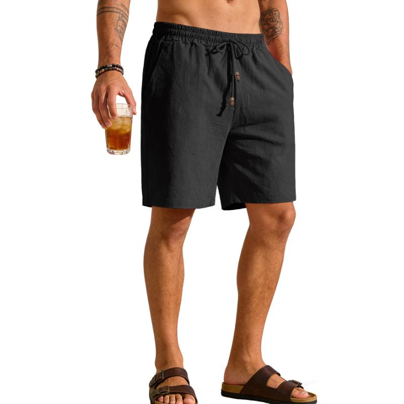 Men's Casual Shorts Cotton Elastic Waist Shorts Drawstring Summer Lightweight Shorts for Men Linen Casual Beach Vacation Yoga Golf Shorts with Pockets