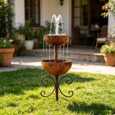 2-Tier Rain Catcher Garden Stake, Metal Garden Rain Collector, Decorative Yard Ornament with Anti-Rust Coating, Fun Outdoor Patio Decor for Home