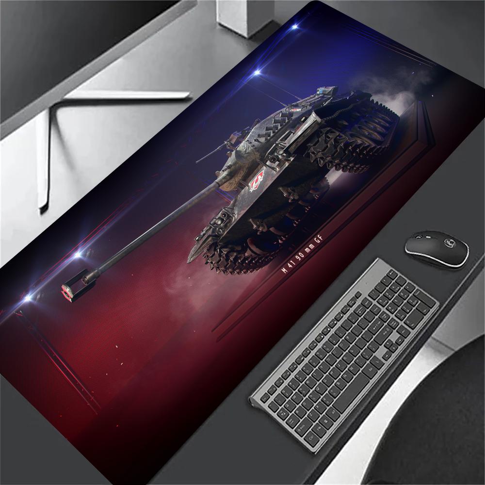 World of Tanks XXL Large Gaming Mouse Pad Black Desk Mat Non-Slip Keyboard Mousepad Stitched Edge Computer Office Table Cushion
