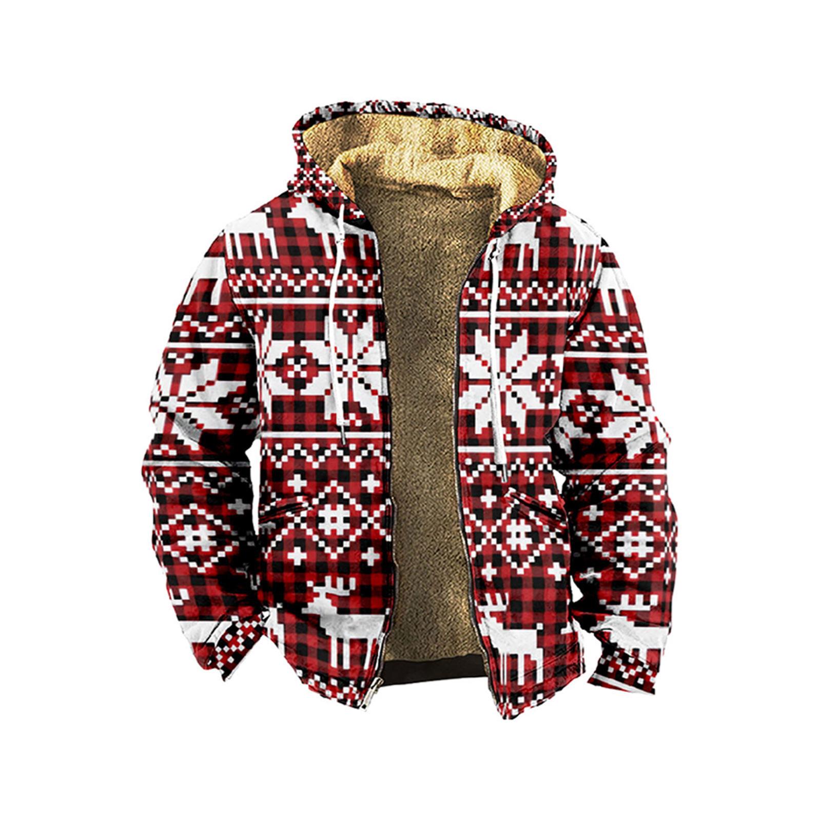 

Чоловіча зимова флісова куртка з принтом і кардиганом на блискавці XXXXL винний