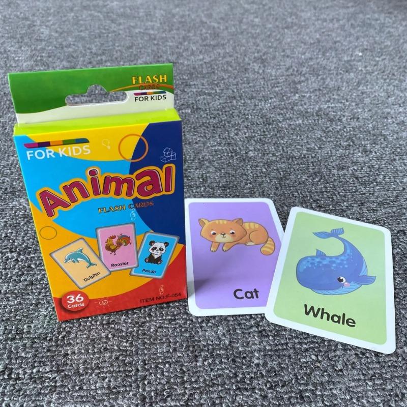 Non-Toxic Children'S Early Physical Cognition English Word Education Card Animal Fruits Flashcards Montessori Baby Kids Early Educational