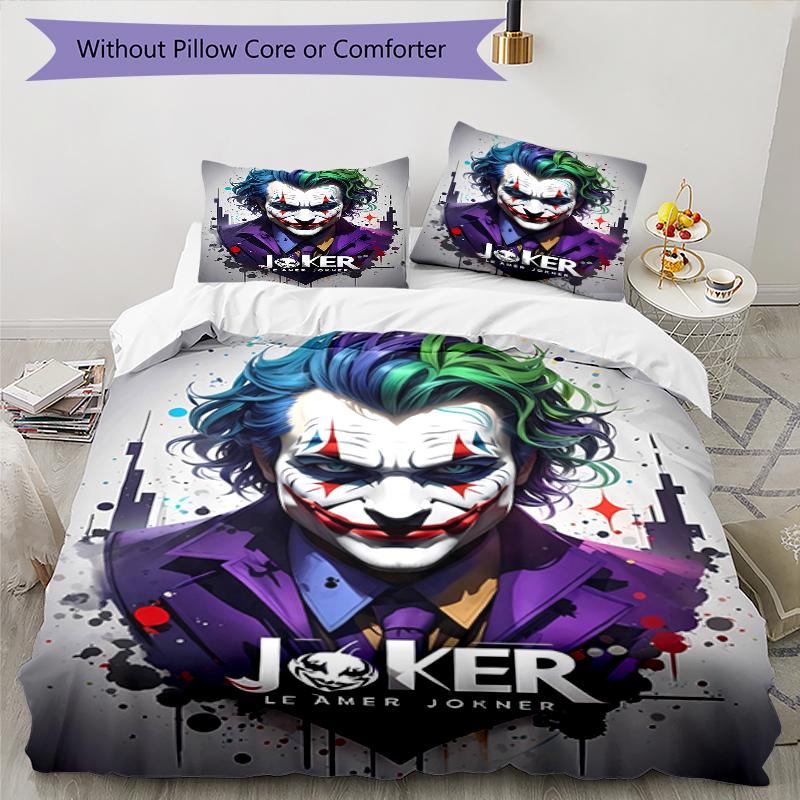 3pcs Joker Character Pattern Bedding Set Duvet Cover Set Includes Duvet Cover &pillowcases, Perfect All Season Bedroom Decoration & Gift